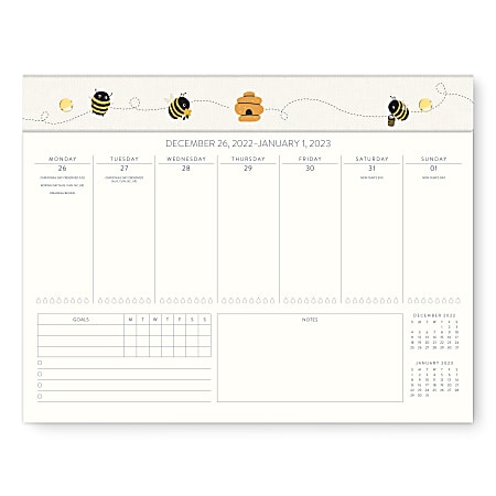 Orange Circle Studio Weekly Desk Calendar, 8-1/2" x 11", Multicolor, January To December 2023
