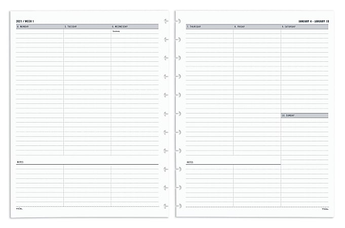 TUL® Discbound Weekly/Monthly Refill Pages, January To December 2021, TULLTFLR-UTIM-RY