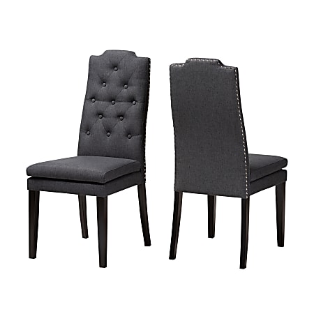 Baxton Studio 9113 Dylin Dining Chairs, Charcoal, Set Of 2 Chairs