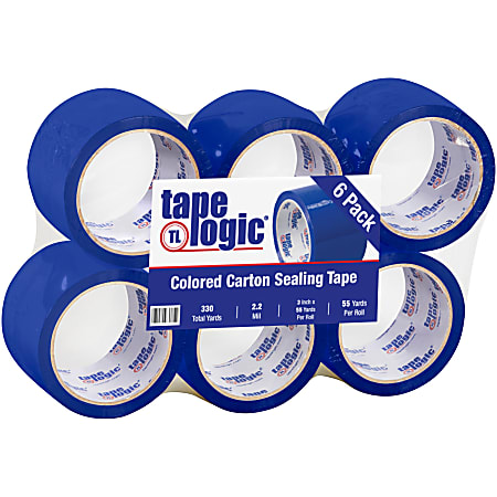 Tape Logic® Carton-Sealing Tape, 3" Core, 3" x 55 Yd., Blue, Pack Of 6