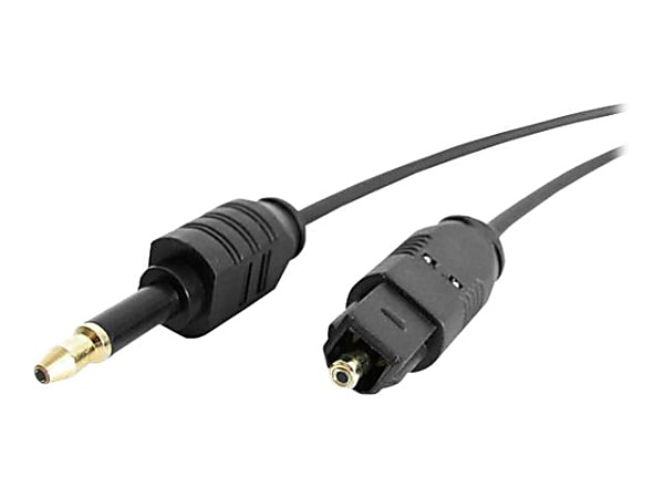 StarTech.com 10 ft. (3 m) Toslink to Mini Toslink Cable - Toslink to Mini Plug - Digital Audio Cable - Black - Toslink Cable (THINTOSMIN10) - Digital audio cable (optical) - SPDIF - TOSLINK male to mini TOSLINK male - 10 ft - fiber optic