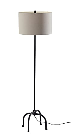 Adesso Silos Wrought Iron Floor Lamp, 60”H, Beige Shade/Black Base