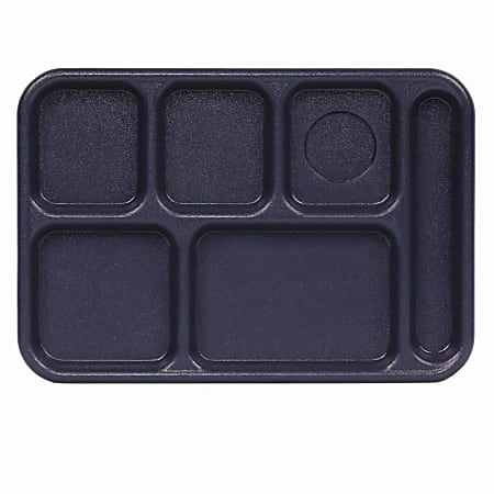 Cambro Camwear 6-Compartment Serving Trays, 10" x 14-1/2", Navy Blue, Pack Of 24 Trays