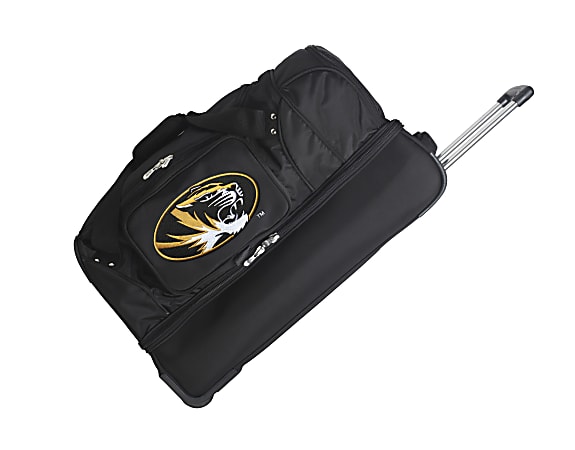Denco Sports Luggage Rolling Drop-Bottom Duffel Bag, Missouri Tigers, 15"H x 27"W x 14 1/2"D, Black