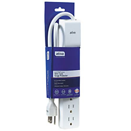 Ativa® 6-Outlet Surge Protector, 2.5' Cord, 555 Joules