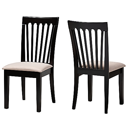 Baxton Studio Minette Fabric Dining Chairs, Sand/Dark Brown, Set Of 2 Dining Chairs