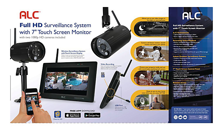 ALC 4 Channel Surveillance System With 2 Cameras And 7 Touch