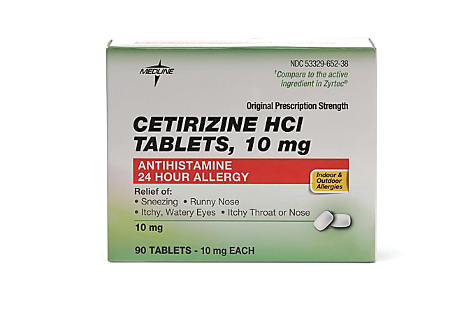 Cetirizine 10 Mg Tablets, Box Of 90