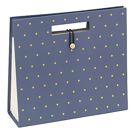 Office Depot® Expanding File Tote, Letter Size, 11-1/2"H x 12-1/2"H x 4"D, Blue/Gold