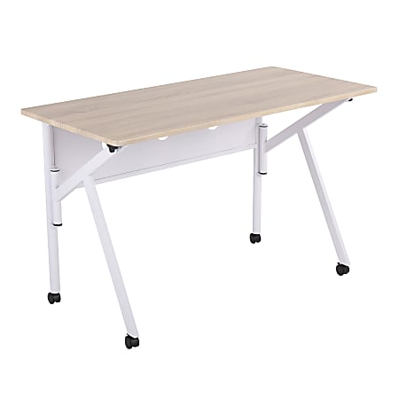 LumiSource K-Fold 48"W Writing Desk, Natural/White