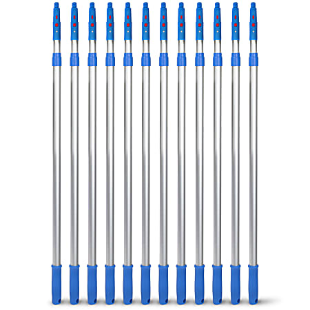 Gritt Commercial Telescopic Poles, 6', Blue/Silver, Pack Of 12 Poles