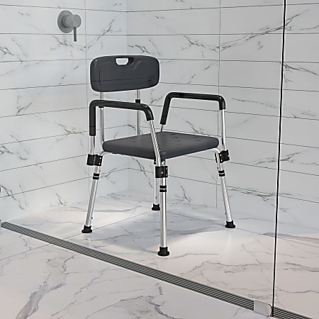 Flash Furniture Hercules 19" Adjustable Plastic Bath and Shower Stool in White 