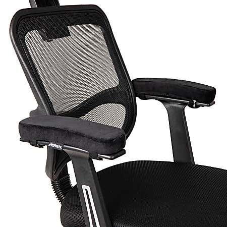 Mind Reader Air-Cloud Memory Foam Armrest Pads, 1-1/2"H x 3-1/4"W x 10-1/4"D, Black, Set Of 2 Pads