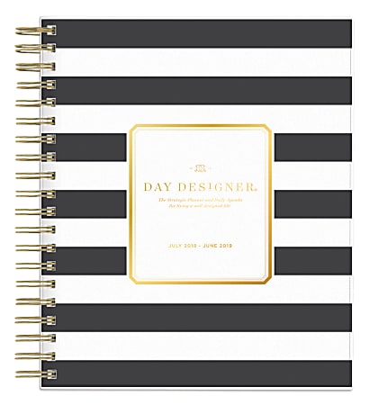 Day Designer for Blue Sky™ Daily/Monthly Planner, 10" x 8", Black Stripe, July 2018 to June 2019