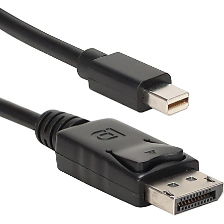 QVS 2-Meter Mini DisplayPort to DisplayPort UltraHD 4K Black Cable - First End: 1 x Mini DisplayPort Male Digital Audio/Video - Second End: 1 x DisplayPort Male Digital Audio/Video - 1.35 GB/s - Supports up to 3840 x 2160 - Black