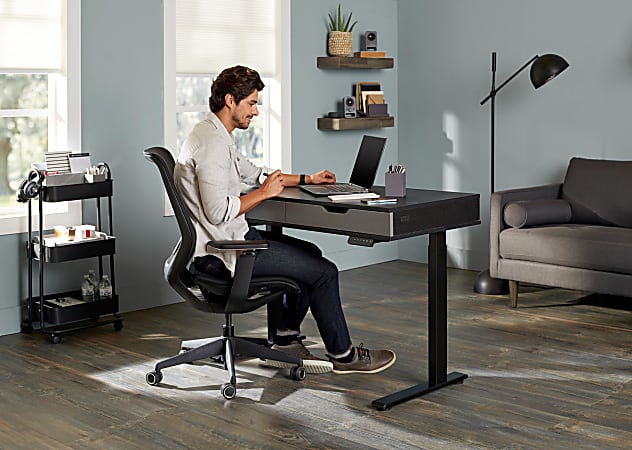 WorkPro Sentrix Ergonomic MeshMesh Mid Back Manager Chair Fixed Arms Black  BIFMA Compliant - Office Depot