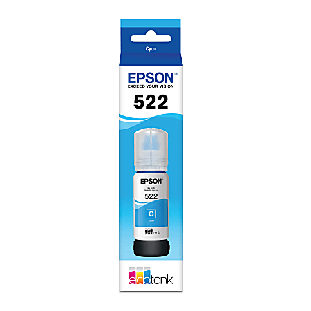 Epson® 522 EcoFit® Cyan High-Yield Ink Bottle, T522220-S