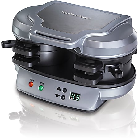 Hamilton Beach Dual Breakfast Sandwich Maker with Timer, Silver (25490)