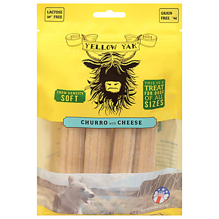 Yellow Yak Churro Soft Dog Dental Chews, Cheese, 4 Oz, Total Qty 6