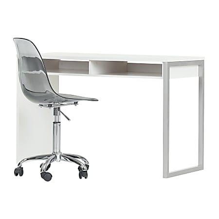 South Shore Interface 2-Piece Desk And Office Chair Set, Pure White/Smoked Gray