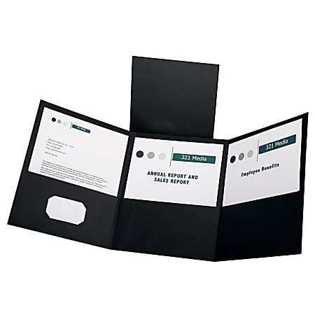 Oxford™ Tri-Fold Executive Pocket Folders, Letter Size, Black, Pack Of 20