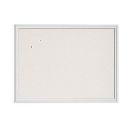 U Brands Linen Bulletin Board 40 X 30 White Wood Frame ODP