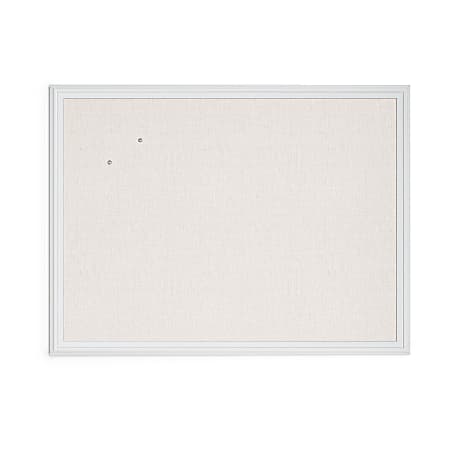 U Brands Linen Bulletin Board, 40" X 30", White Wood Frame