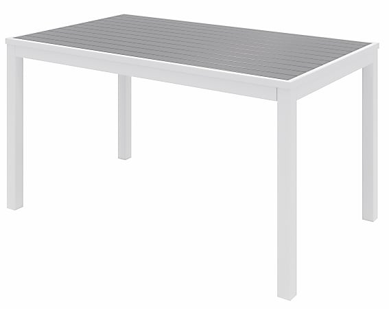 KFI Studios Eveleen Rectangle Outdoor Patio Table, 29”H x 32”W x 55”D, Gray/White