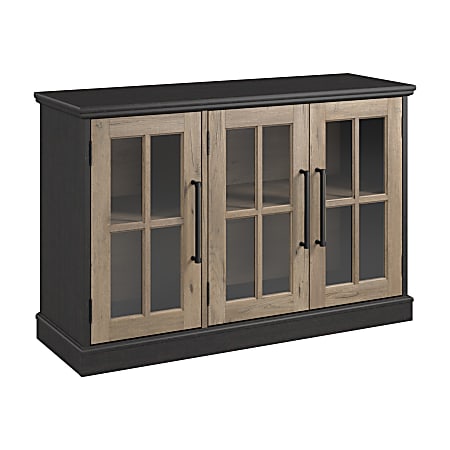 Bush Furniture Westbrook 46"W Sideboard Cabinet, Vintage Black/Restored Tan Hickory, Standard Delivery