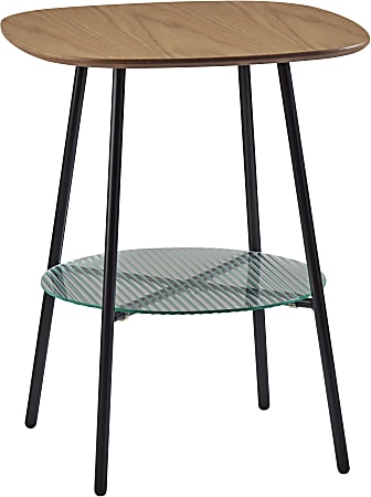 Adesso® Diane Accent Table With Shelf, 21-3/4”H x 17-5/8”W x 17-5/8”D, Black/Natural