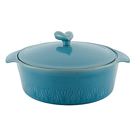 Ayesha Curry Ceramic Round Casserole, 2.5 Qt, Twilight Teal