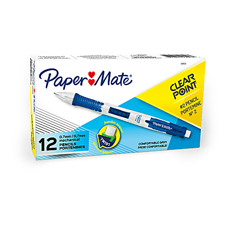Paper Mate® Clearpoint® Mechanical Pencil, 0.7mm, #2 Lead, Blue Barrel, Pack Of 12
