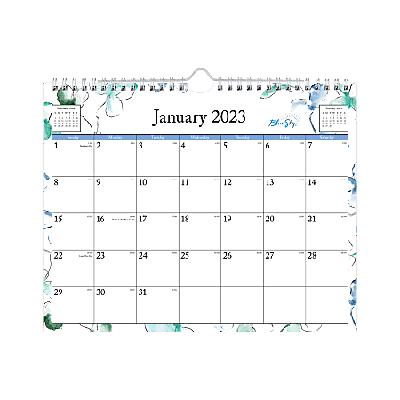 Blue Sky™ Monthly Wall Calendar, 8-3/4" x 11", Lindley, January To December 2023, 101593