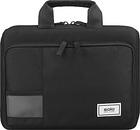 Solo New York Carrying Case for 11.6" Chromebook, Notebook - Black - Drop Resistant, Bacterial Resistant, Water Resistant - Fabric Body - Handle - 1 Each