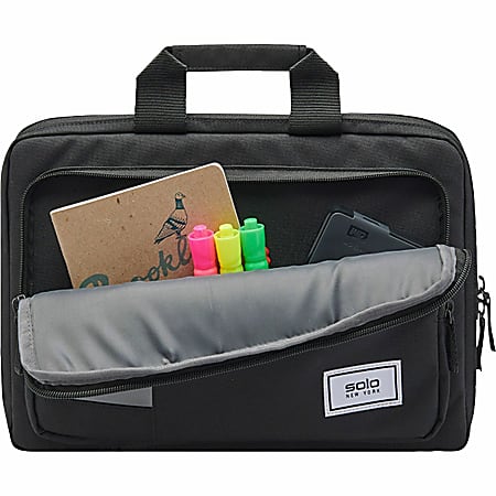 Solo New York Carrying Case for 11.6 Chromebook Notebook Black Drop Resistant Bacterial Resistant Water Resistant Fabric Body Handle 1 Each Office Depot