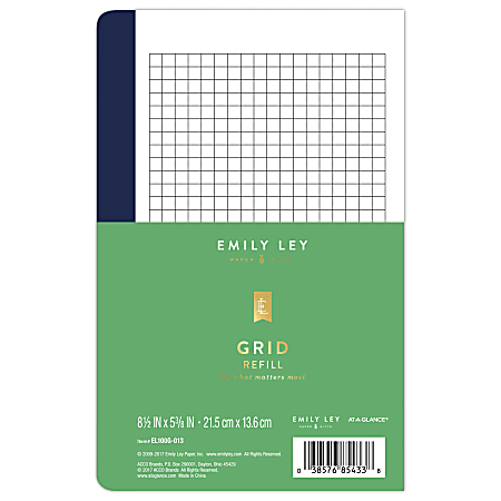 Emily Ley Simplified® System Notes Calendar Refill, Grid, 5 3/8" x 8 1/2", Undated