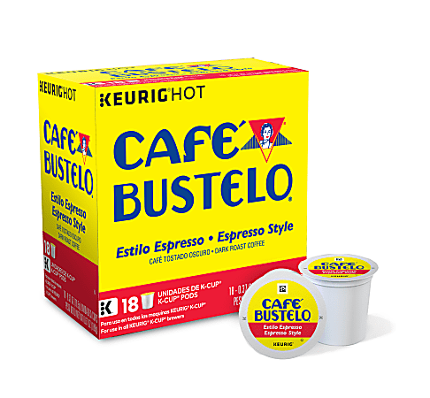 Cafe Bustelo® Single-Serve Coffee K-Cup®, Espresso Roast, Carton Of 18