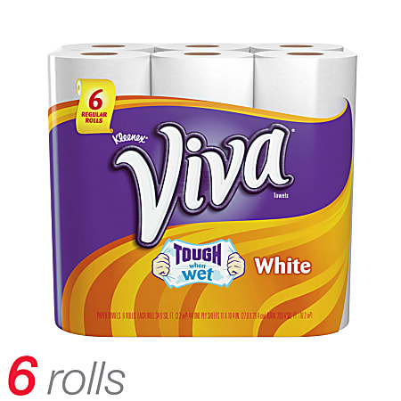 Viva Regular Roll 1-Ply Paper Towels, 11" x 10 2/5", 44 Sheets Per Roll, Pack Of 6 Rolls
