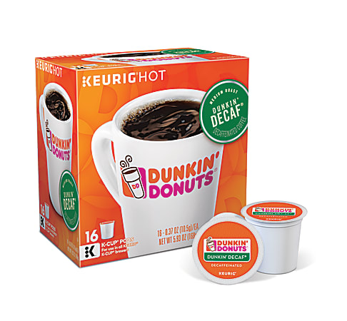 Dunkin' Donuts® Single-Serve Coffee K-Cup®, Decaffeinated, Carton Of 16