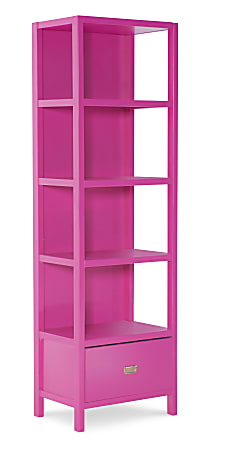 Linon Home Décor Products Ari 4-Shelf Home Office Bookcase, Raspberry