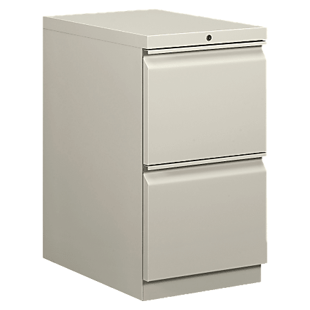 HON® Basyx 15"W Vertical 2-Drawer File Cabinet For Computer Desk, Light Gray