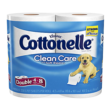Cottonelle Clean Care™ Double Roll Bathroom Tissue, White, 230 Sheets Per Roll, Case Of 4 Rolls