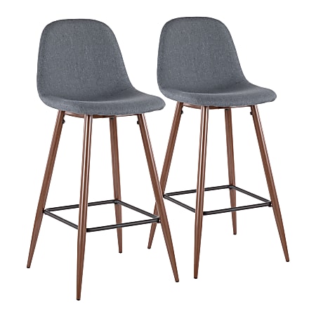 LumiSource Pebble Bar Stools, Blue/Brown, Set Of 2 Stools
