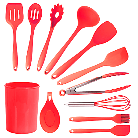 MegaChef Silicone Cooking Utensils Assorted Set Of 12 Utensils - Office  Depot