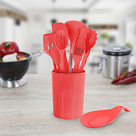 MegaChef Silicone Cooking Utensils Red Set Of 12 Utensils - Office