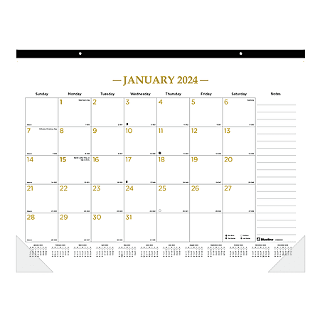 2024 Blueline® Monthly Desk Pad Calendar, 22" x 17", Classic Gold, January To December 2024 , C199003