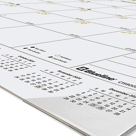 2024 Blueline® Monthly Desk Pad Calendar, 22" x 17", Classic Gold