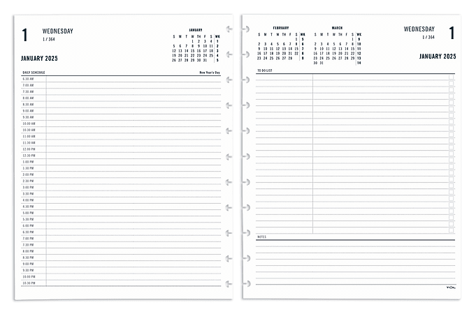 2025 TUL® Discbound Daily Planner Refill Pages, Letter Size, January To December