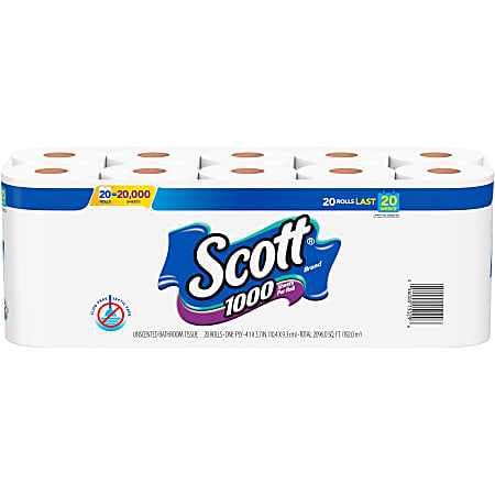 Scott 1-Ply White 1000-Sheet Toilet Paper(1000-Sheets Per Roll 36 Rolls Per  Pack) (2-Pack) 53897 - The Home Depot