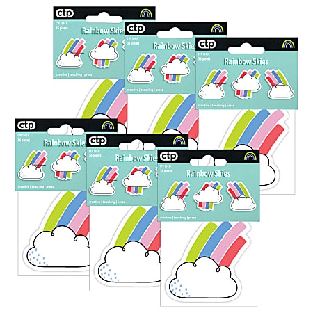 Creative Teaching Press® Designer Cut-Outs, 3", Rainbow Skies, 36 Per Pack, Set Of 6 Packs